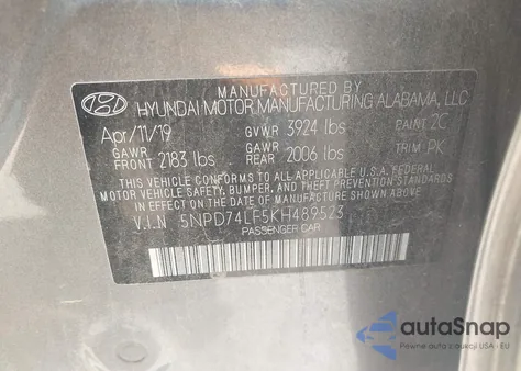 2019 Hyundai Elantra Se из США, поврежденный, VIN 5NPD74LF5KH489523